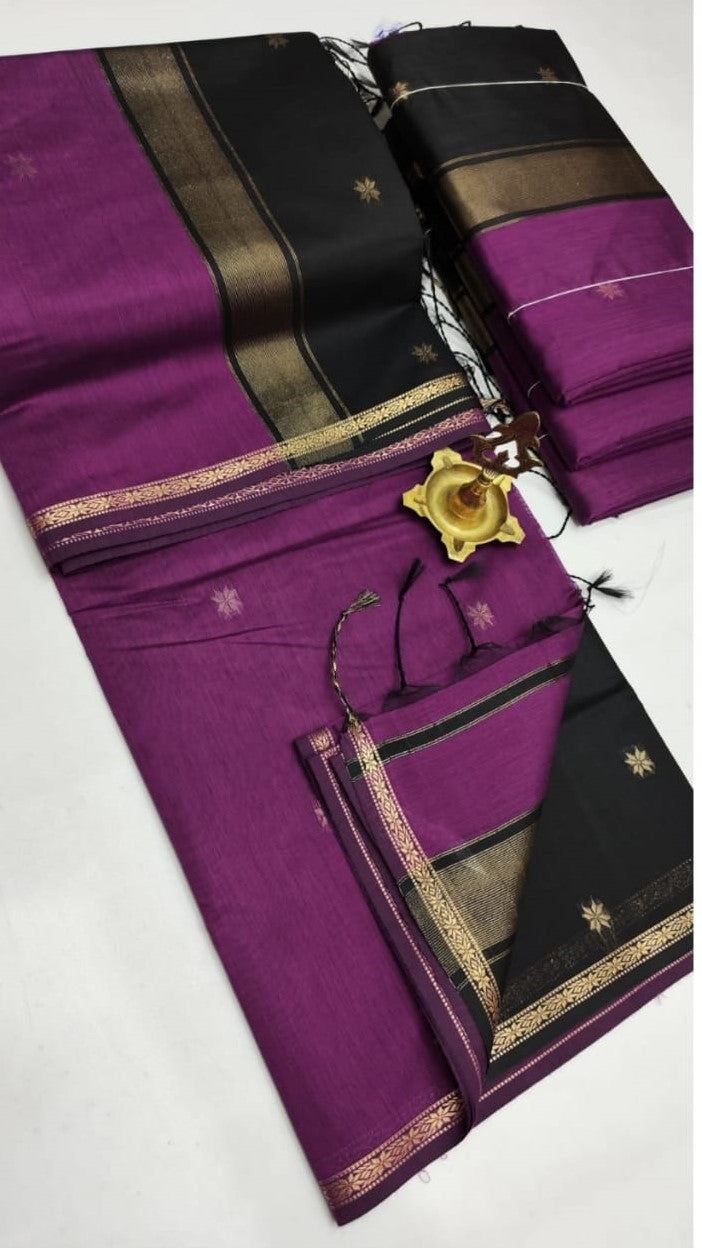 Midnight Elegance Maheshwari Silk Cotton Saree | A Tale of Bold Beauty