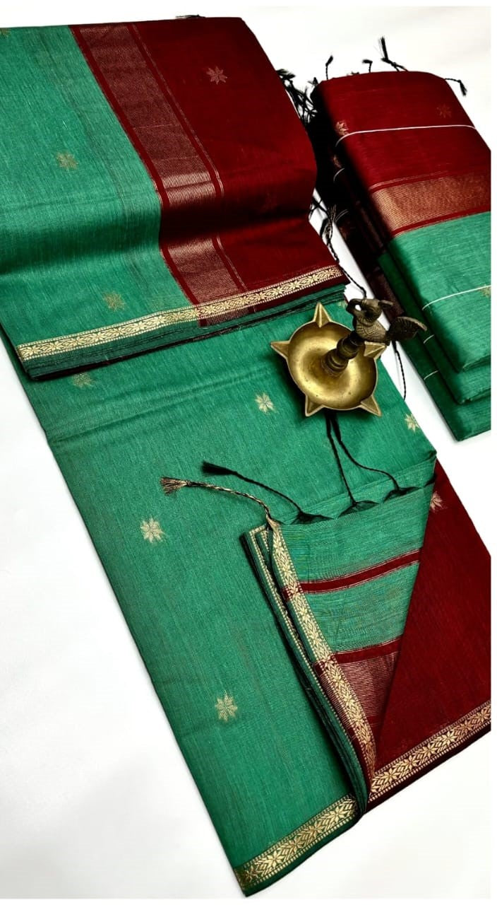 Enchanted Grove Maheshwari Silk Cotton Saree | A Tale of Earthy Elegance