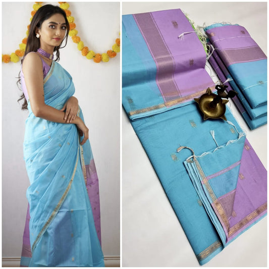 Aqua Bliss Maheshwari Silk Cotton Saree