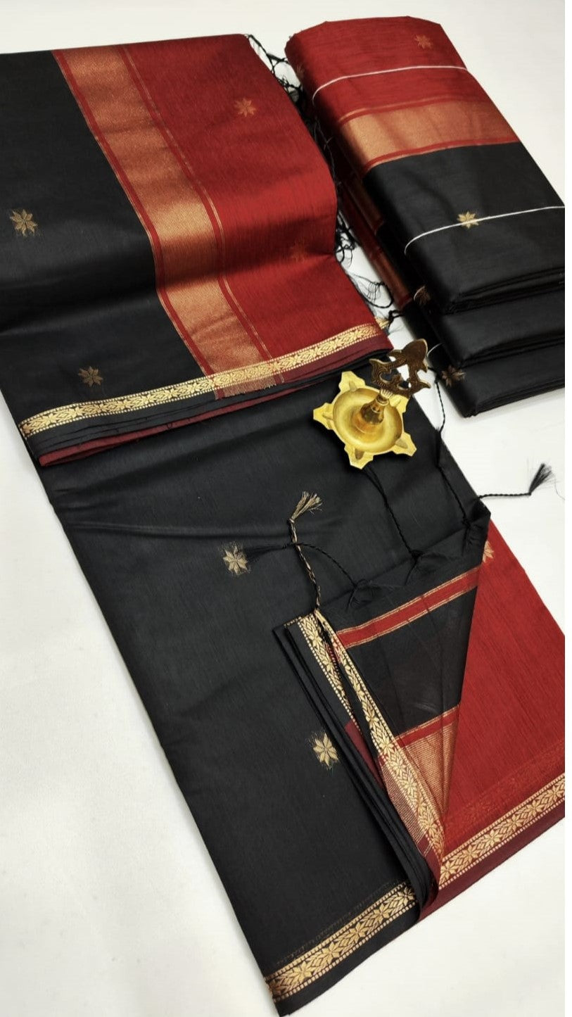 Twin Flame Maheshwari Silk Cotton Saree | A Dance of Bold Contrasts