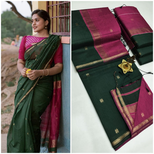 Mystic Hues Maheshwari Silk Cotton Saree | A Symphony of Colors