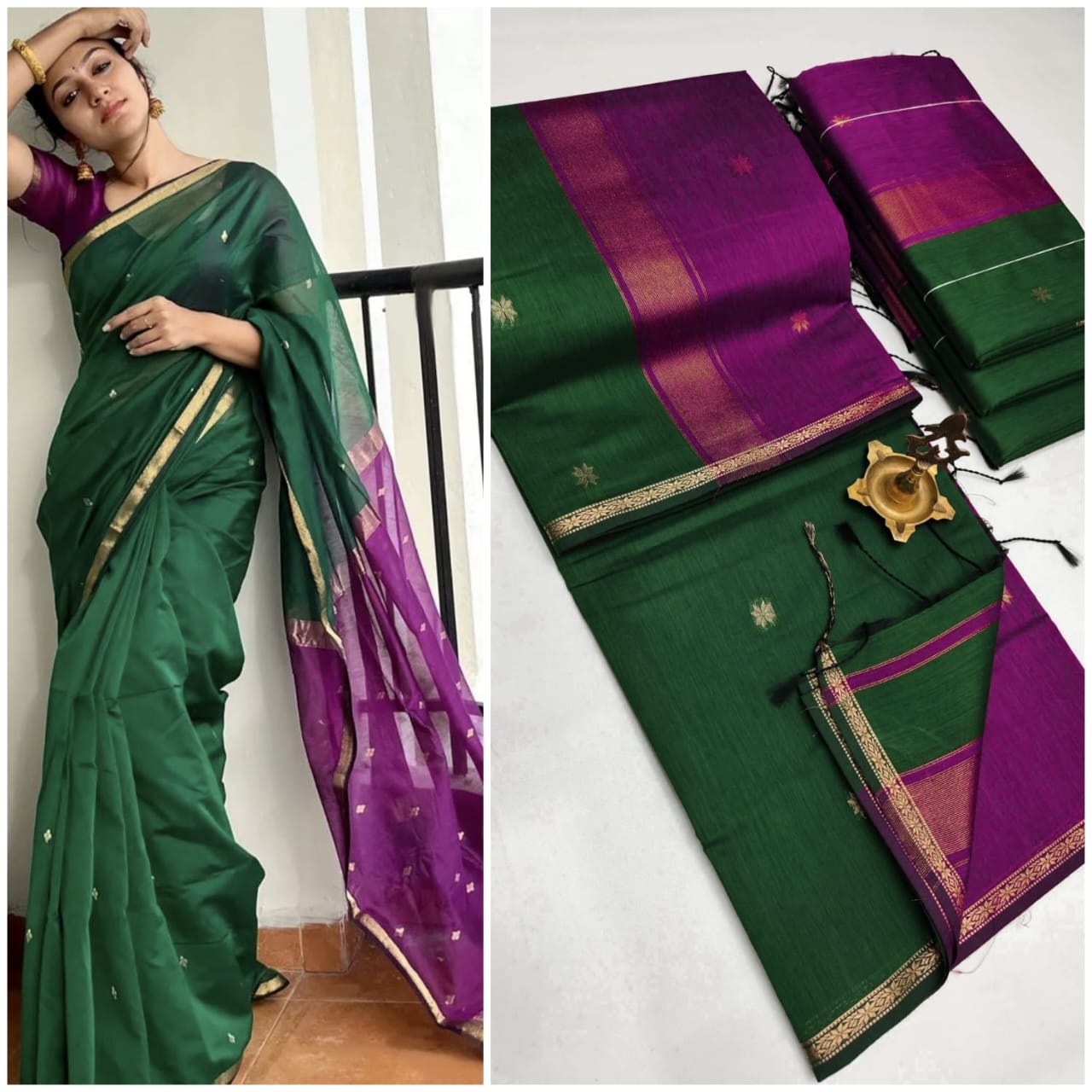 Mystic Hues Maheshwari Silk Cotton Saree | A Symphony of Colors