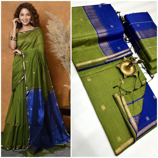 Enchanted Grove Maheshwari Silk Cotton Saree | A Tale of Earthy Elegance