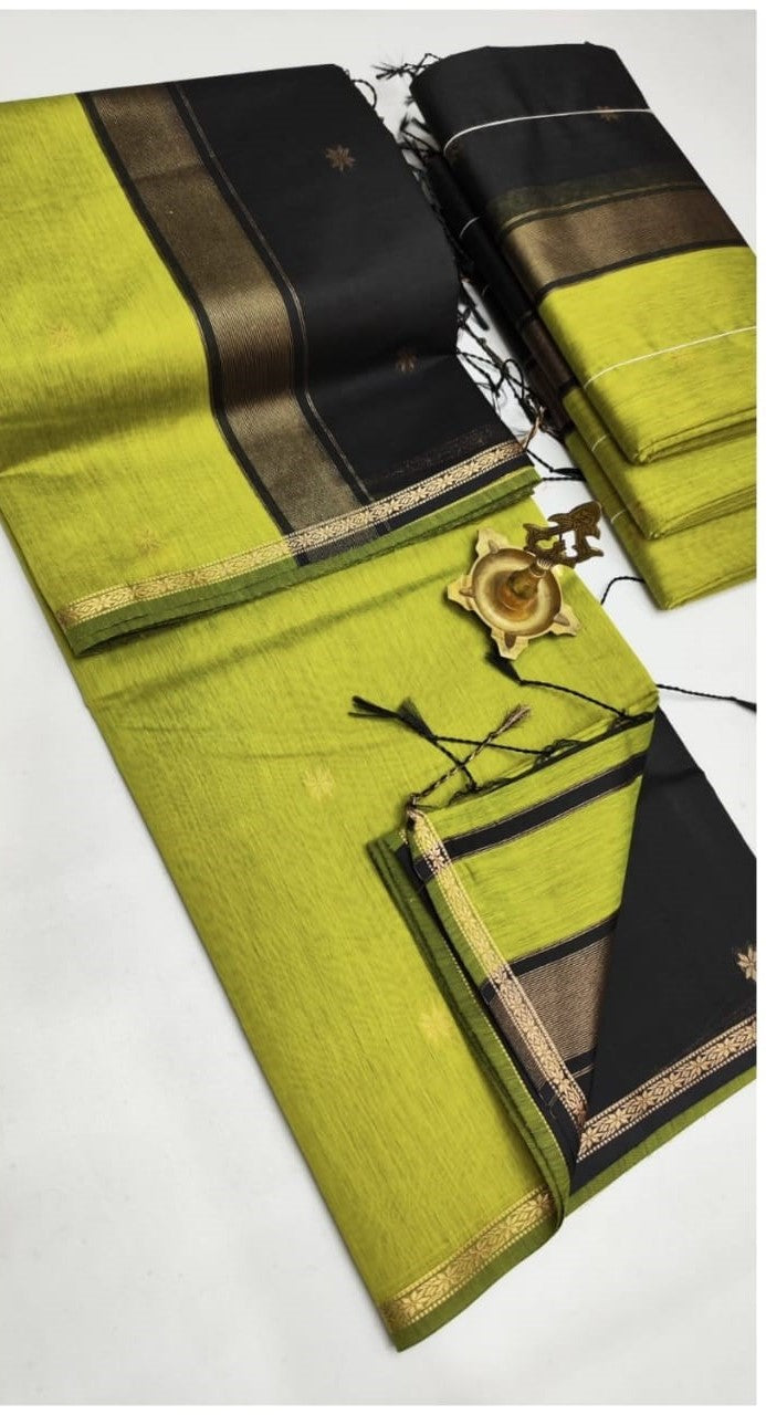 Olive Grace Maheshwari Silk Cotton Saree | A Touch of Earthy Elegance