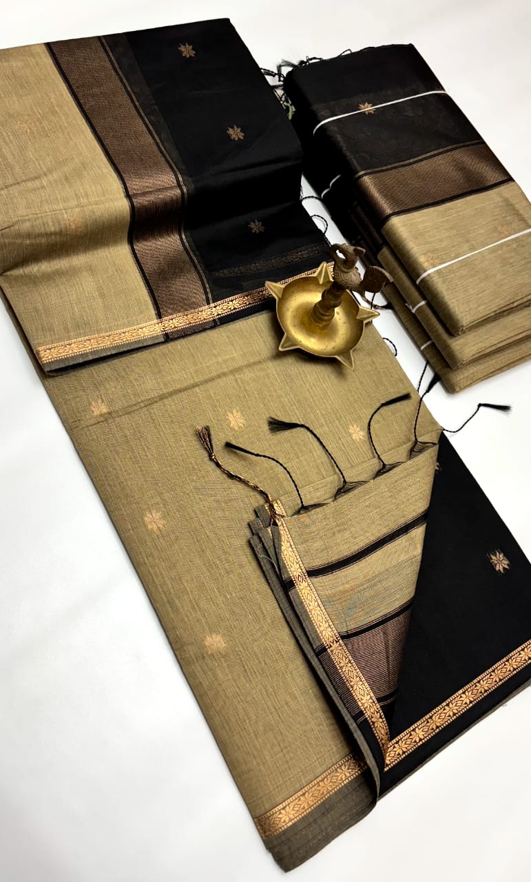 Serene Sands Maheshwari Silk Cotton Saree | Grace in Every Fold