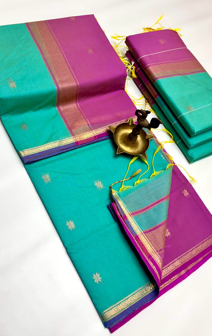 Rosewood Glow Maheshwari Silk Cotton Saree | A Symphony of Warmth & Grace