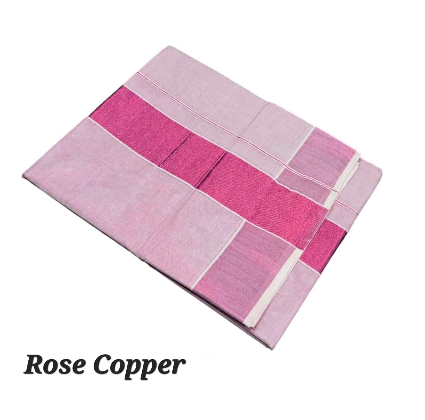 Rose Radiance Kerala Cotton Tissue Kasavu Saree