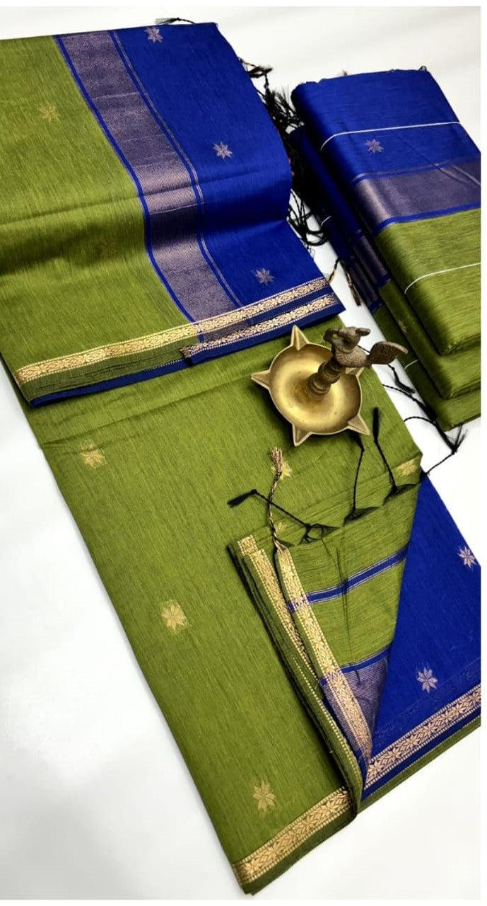 Enchanted Grove Maheshwari Silk Cotton Saree | A Tale of Earthy Elegance