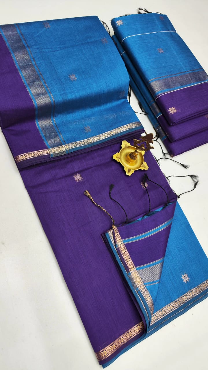 Twilight Bloom Maheshwari Silk Cotton Saree | A Dance of Dusky Hues